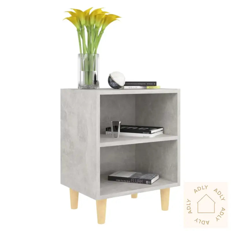 Nattbord Med Ben I Heltre 2 Stk Betonggrå 40X30X50 Cm