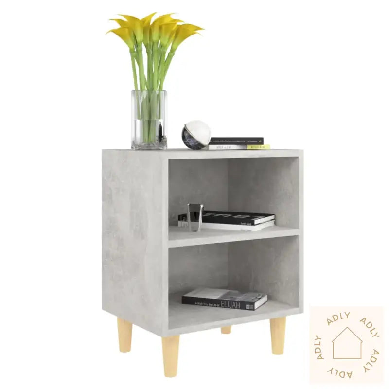 Nattbord Med Ben I Heltre Betonggrå 40X30X50 Cm