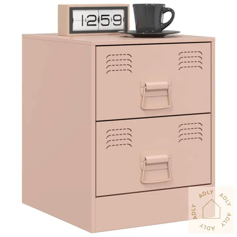 Nattbord 2 Stk Rosa 34,5X39X44 Cm Stål