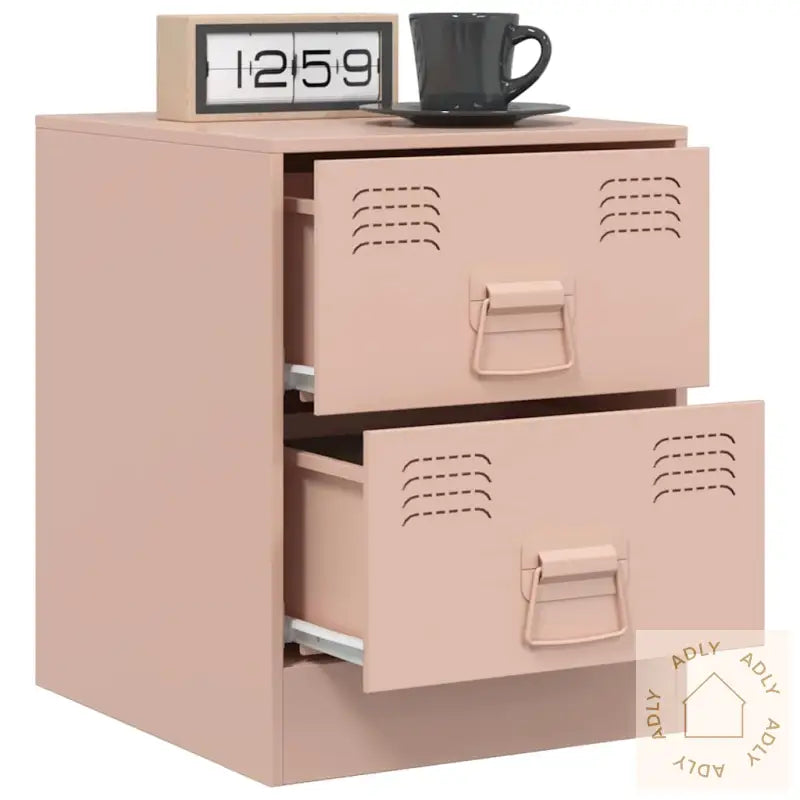 Nattbord 2 Stk Rosa 34,5X39X44 Cm Stål