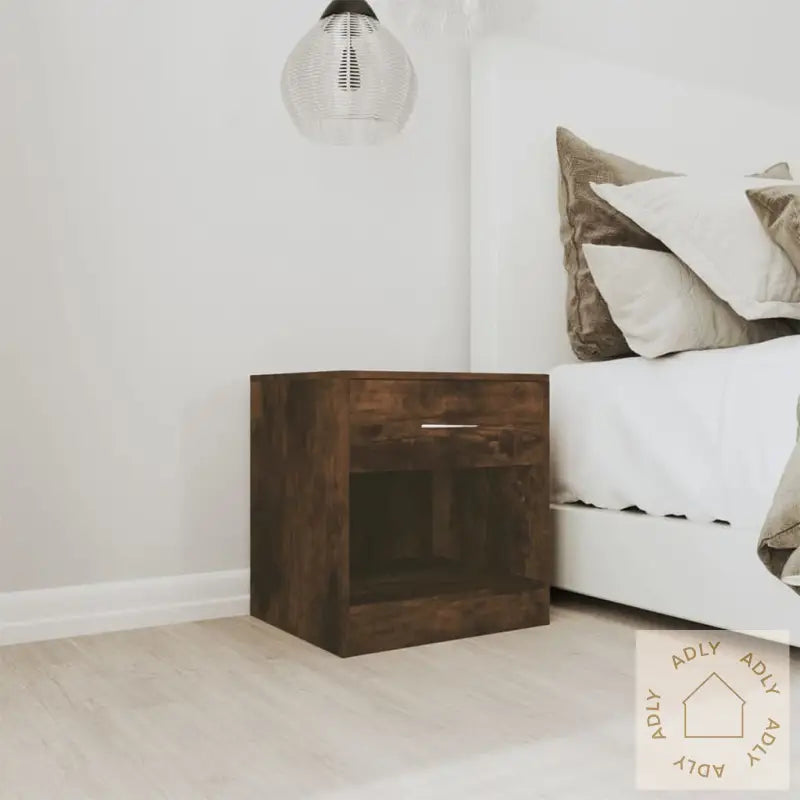 Nattbord 2 Stk Med Skuff Røkt Eik