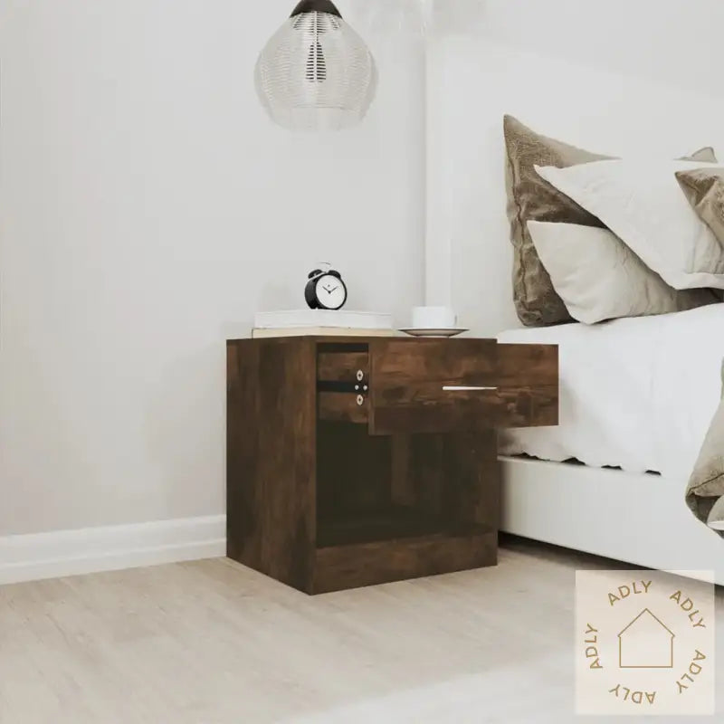 Nattbord 2 Stk Med Skuff Røkt Eik