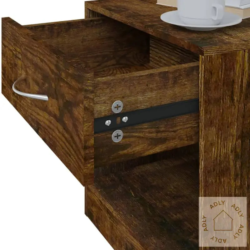 Nattbord 2 Stk Med Skuff Røkt Eik