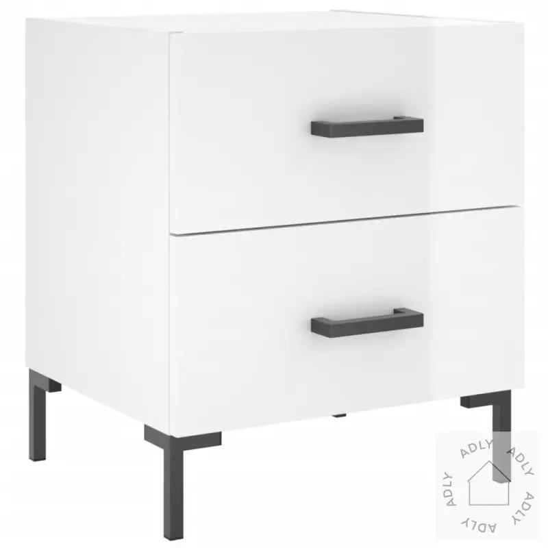 Nattbord 2 Stk Høyglans Hvit 40X35X47,5 Cm Konstruert Tre