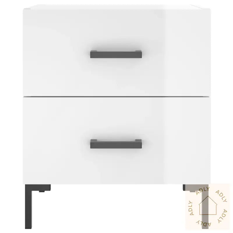Nattbord 2 Stk Høyglans Hvit 40X35X47,5 Cm Konstruert Tre