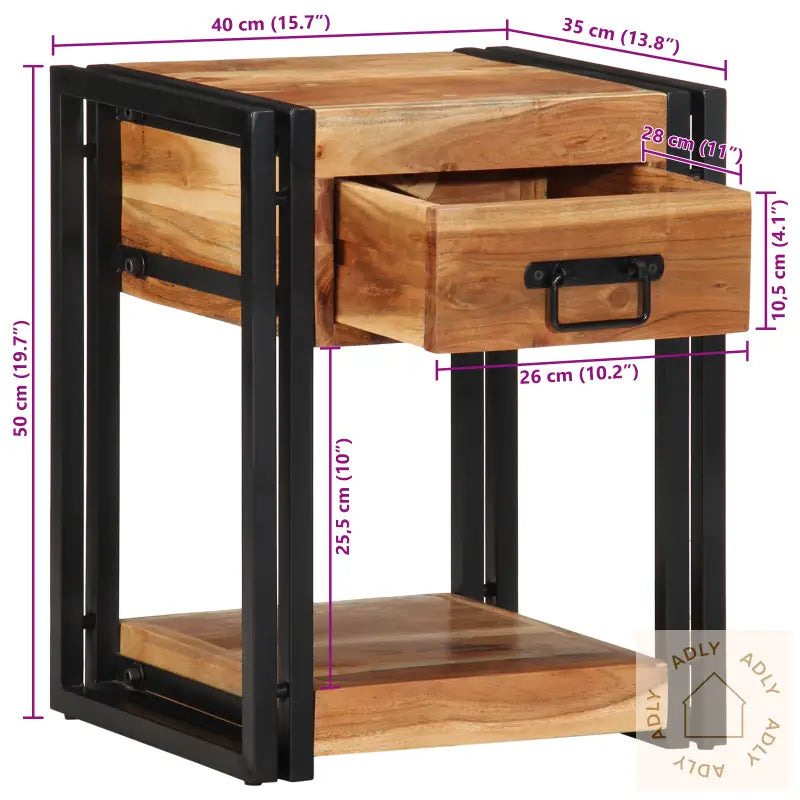 Nattbord 40X35X50 Cm Solid Akasietre