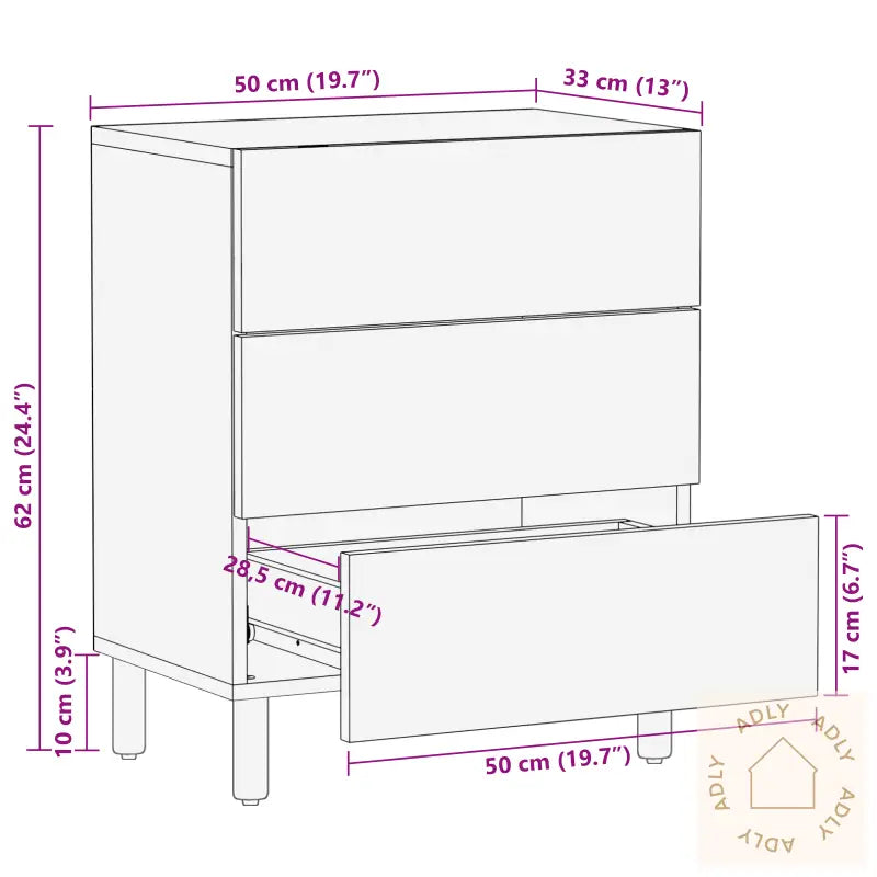 Nattbord 50X33X62 Cm Massivt Akasietre