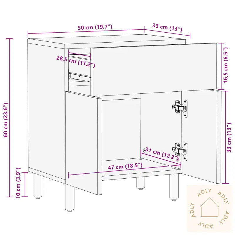 Nattbord 50X33X60 Cm Massivt Akasietre