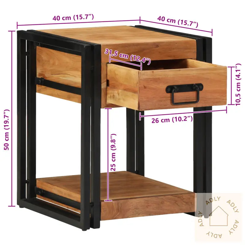 Nattbord 40X40X50 Cm Solid Akasietre