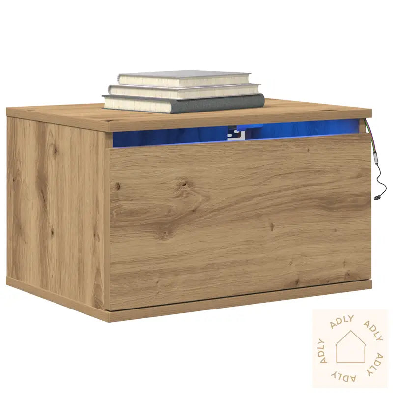Nattbord Med Led Veggmontert Artisan Eik 50X36X30 Cm