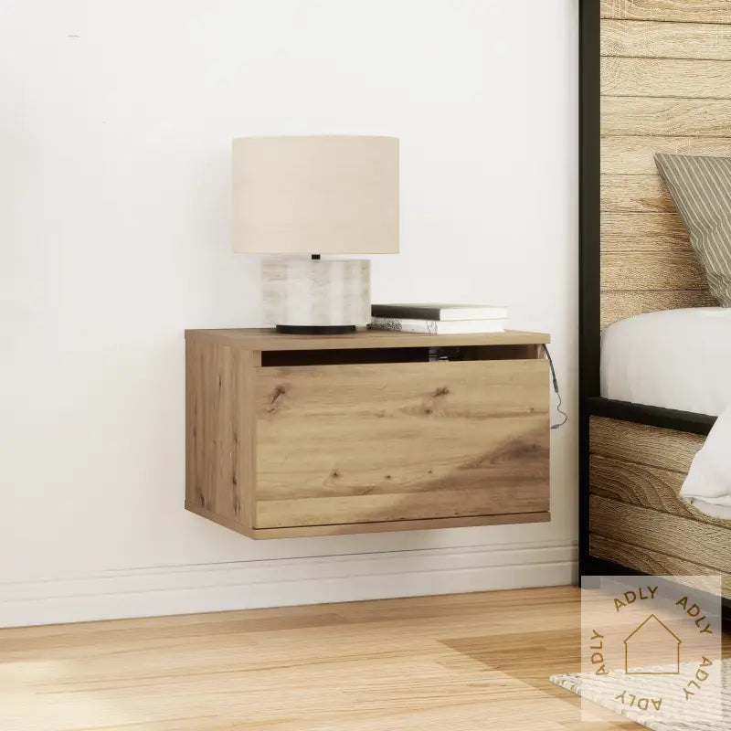 Nattbord Med Led Veggmontert Artisan Eik 50X36X30 Cm