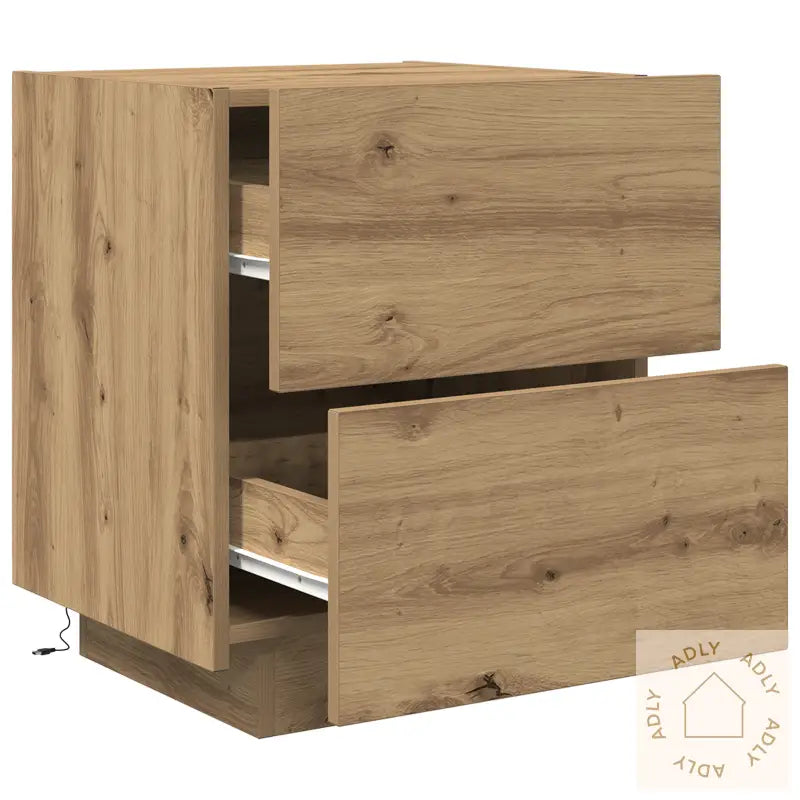 Nattbord Med Led-Lamper Artisan Eik 45X40X55 Cm