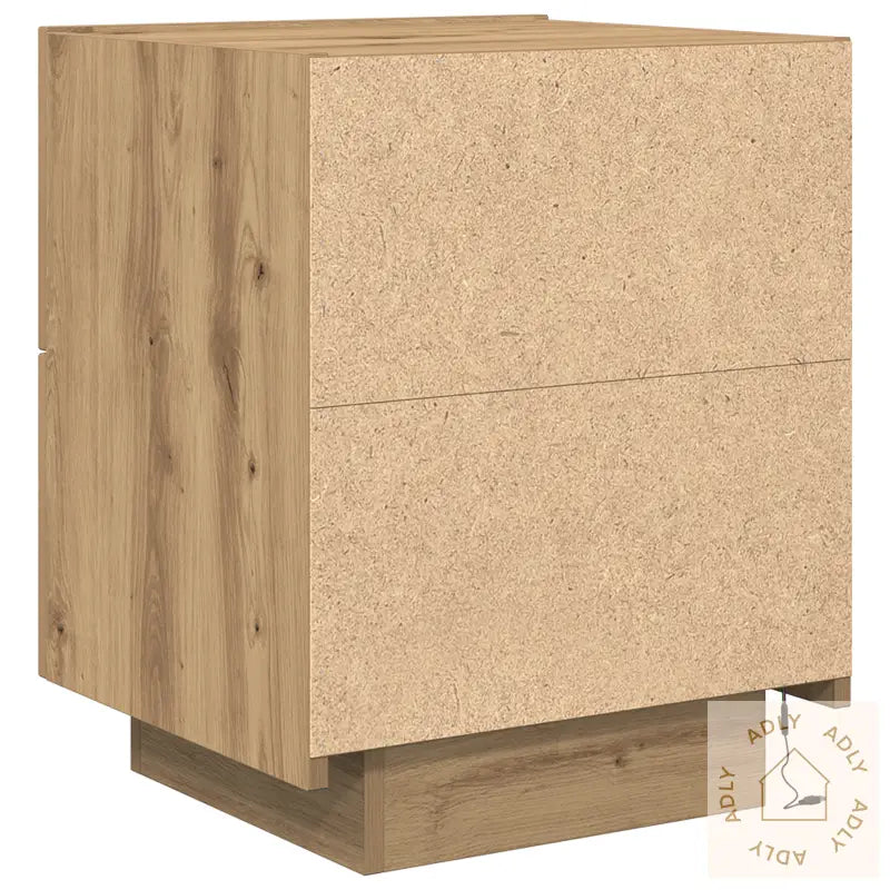 Nattbord Med Led-Lamper Artisan Eik 45X40X55 Cm