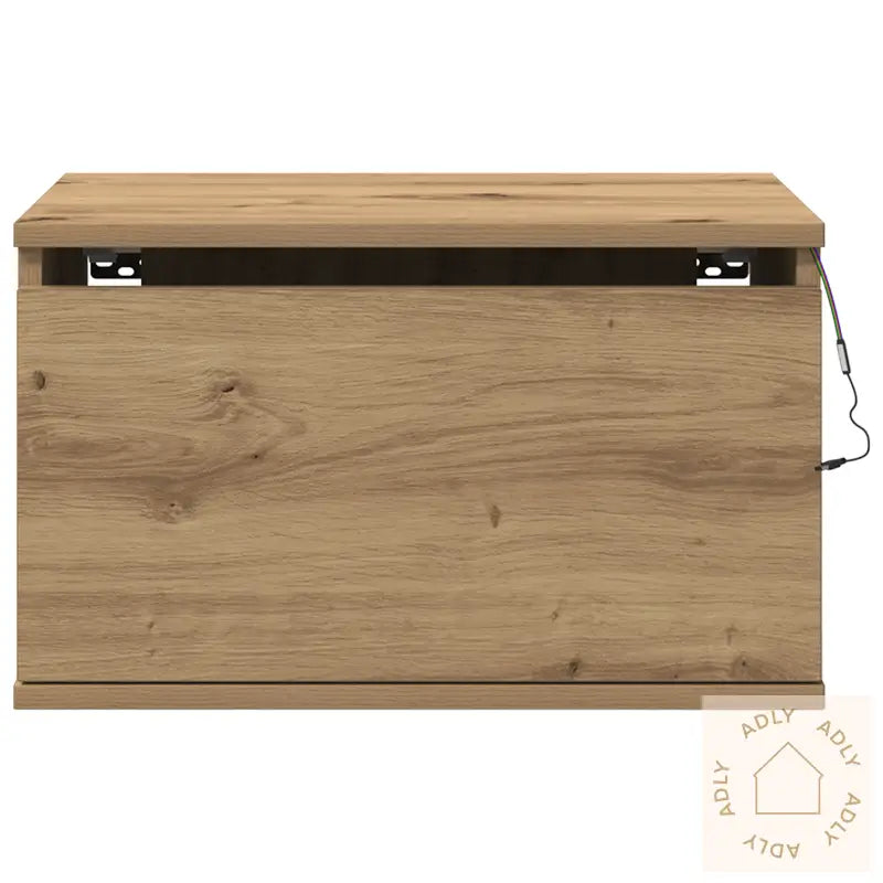 Nattbord Med Led-Lamper 2 Stk Veggmontert Håndlaget Eike