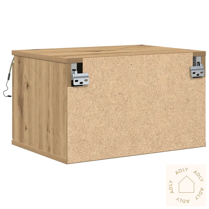 Nattbord Med Led-Lamper 2 Stk Veggmontert Håndlaget Eike