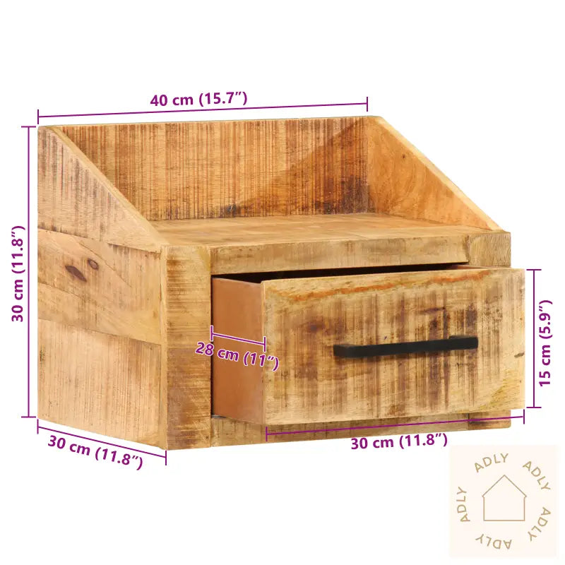 Nattbord 40X30X30 Cm Solid Tre Grovt Mangotre