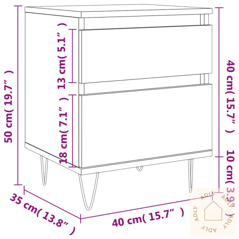 Nattbord 2 Stk Sonoma Eik 40X35X50 Cm Konstruert Tre