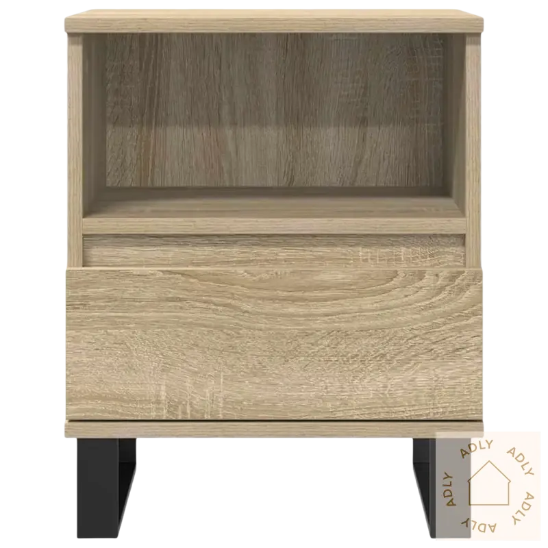 Elegant sonoma eik nightstand with open shelf and drawer for stylish eik elegante look