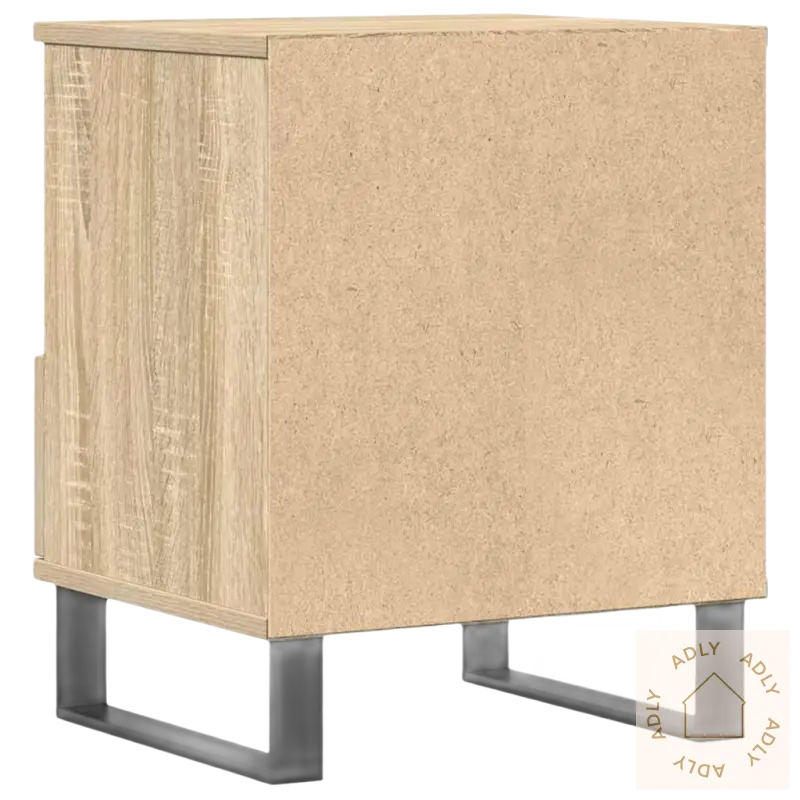 Nattbord i Sonoma eik med svarte metallbein, elegant eik elegante design