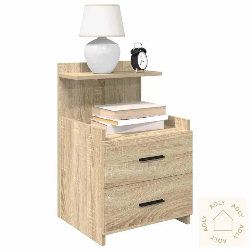 Nattbord 2 Stk Med 2 Skuffer Sonoma Eik 40X36,5X62 Cm