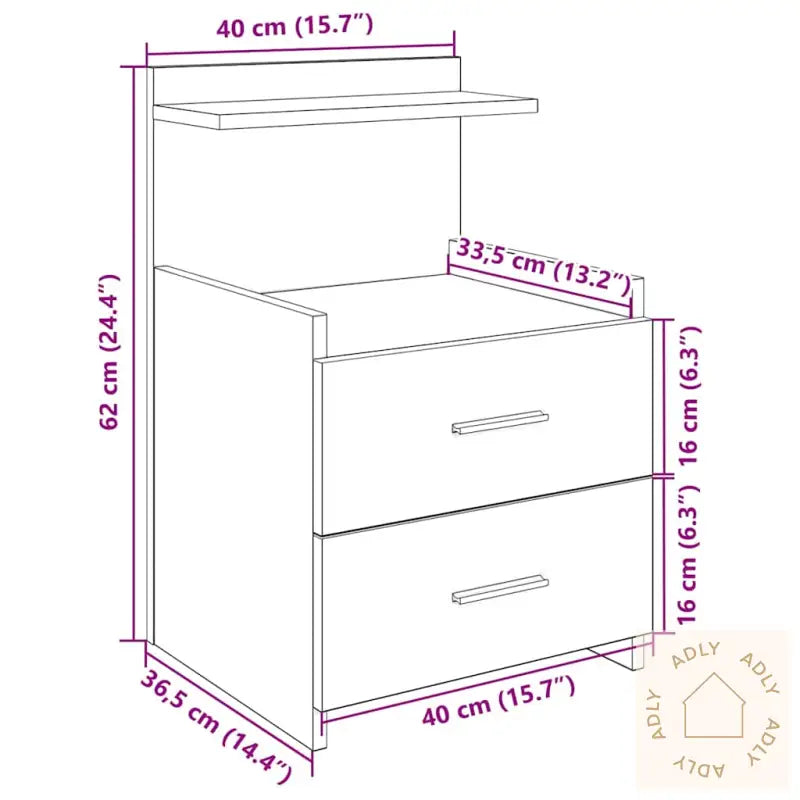 Nattbord 2 Stk Med 2 Skuffer Sonoma Eik 40X36,5X62 Cm