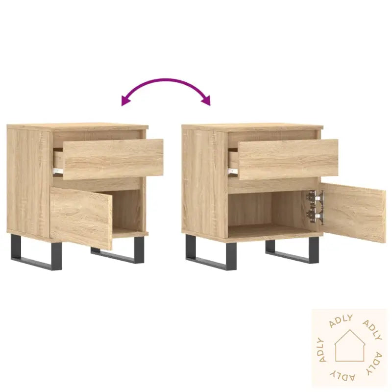 Nattbord 2 Stk Sonoma Eik 40X35X50 Cm Konstruert Tre