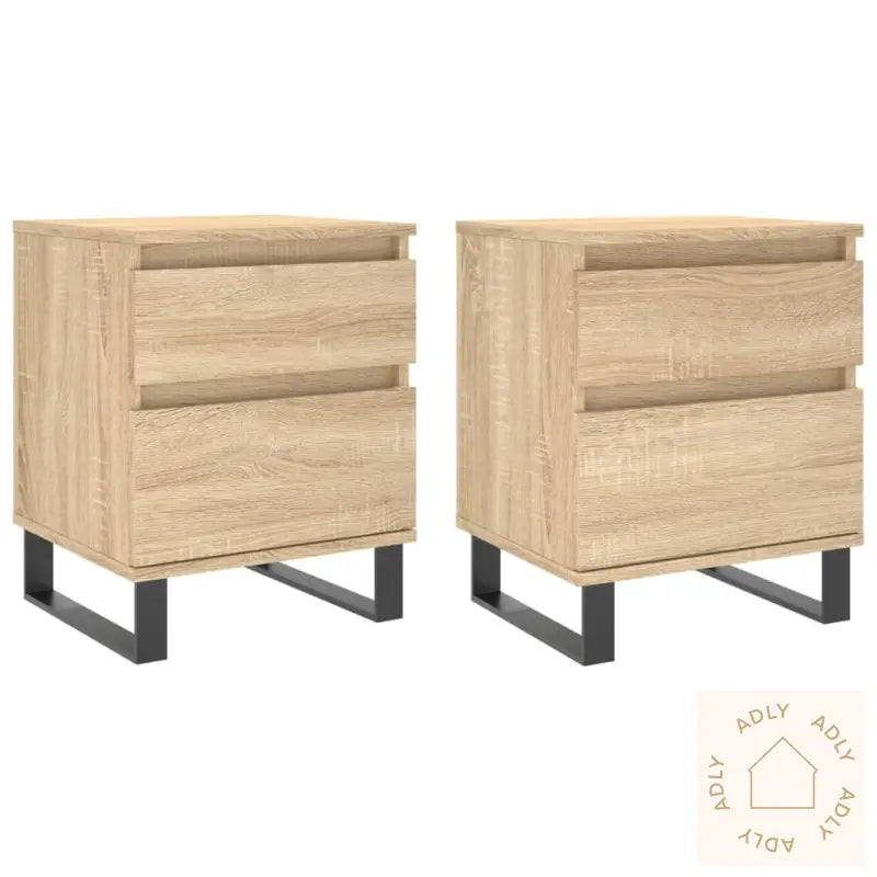 Nattbord 2 Stk Sonoma Eik 40X35X50 Cm Konstruert Tre