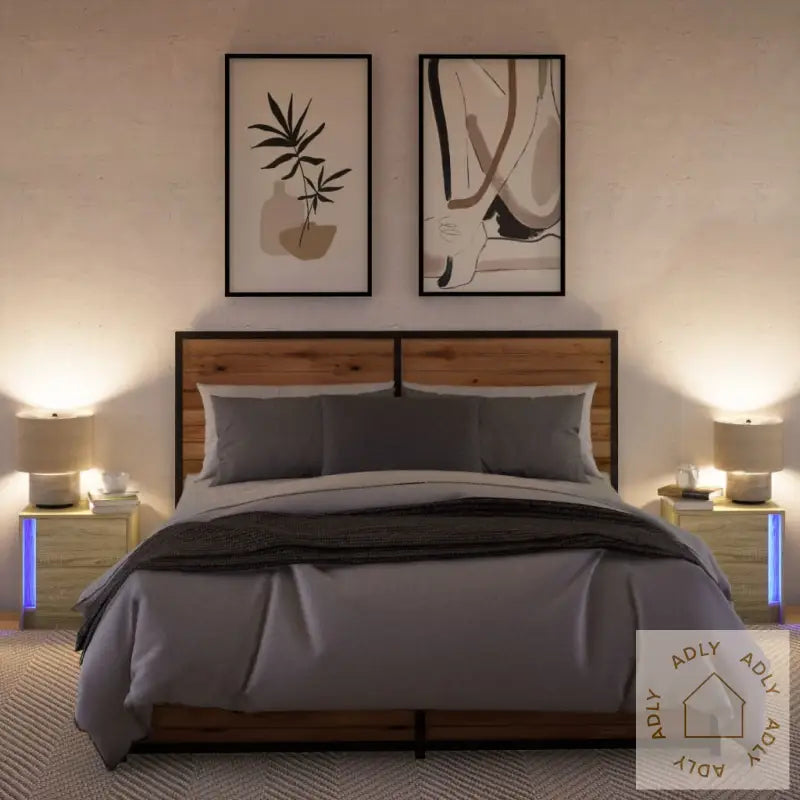 Nattbord Med Led 2 Stk Sonoma Eik Konstruert Tre