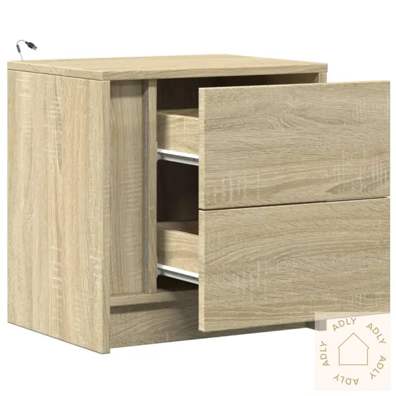 Nattbord Med Led 2 Stk Sonoma Eik Konstruert Tre