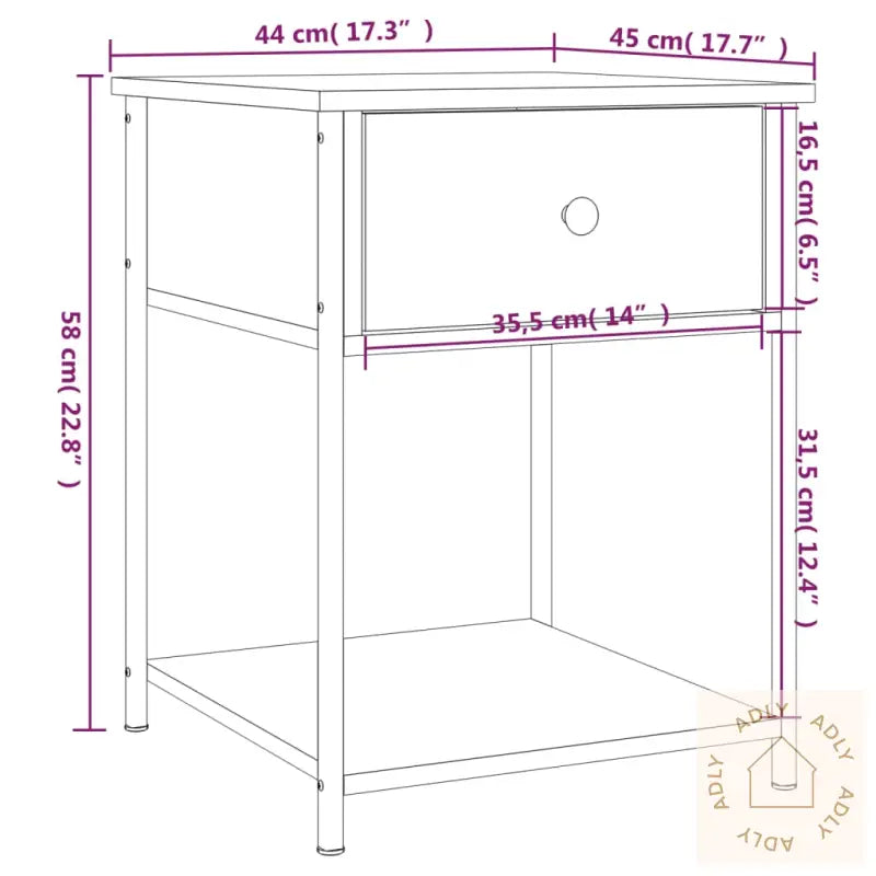 Nattbord 2 Stk Sonoma Eik 44X45X58 Cm Konstruert Tre