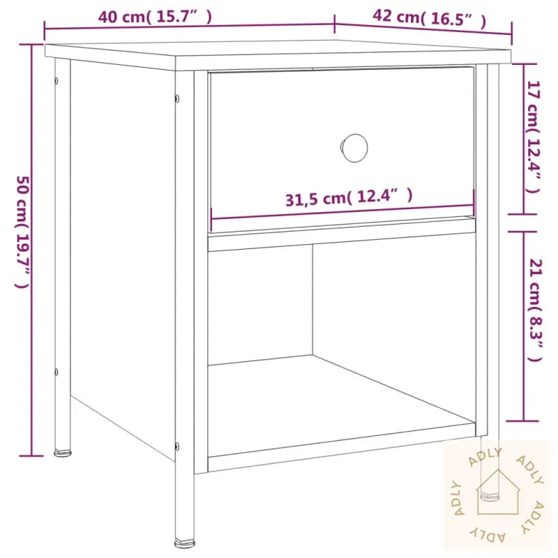 Nattbord 2 Stk Sonoma Eik 40X42X50 Cm Konstruert Tre