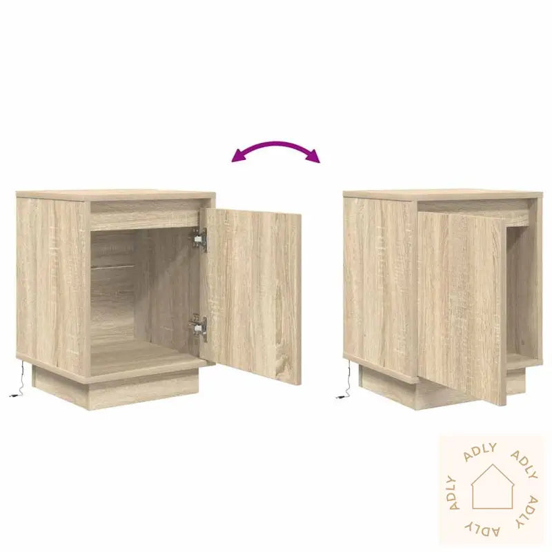 Nattbord Med Led Sonoma Eik 38X34X50 Cm
