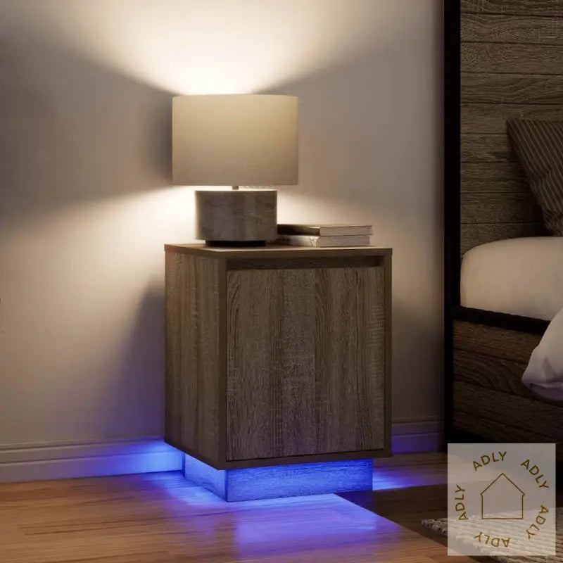Nattbord Med Led Sonoma Eik 38X34X50 Cm