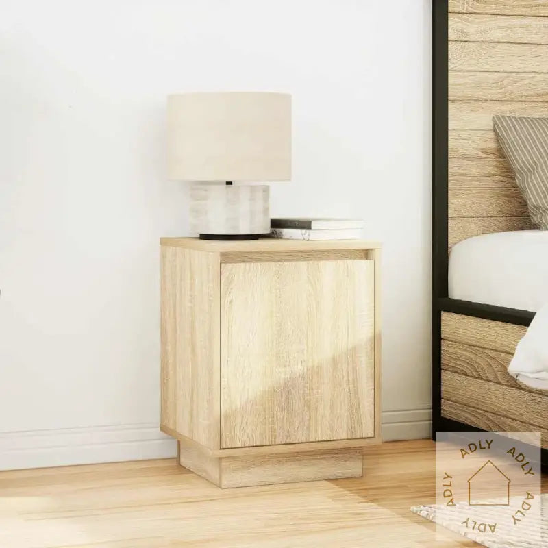 Nattbord Med Led Sonoma Eik 38X34X50 Cm