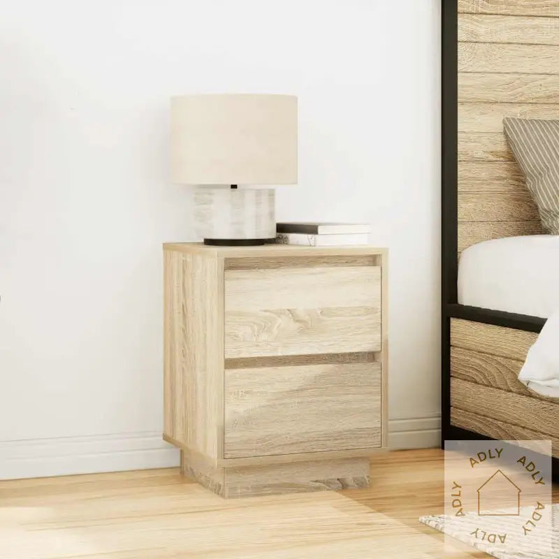 Nattbord Med Led Sonoma Eik 38X34X50 Cm