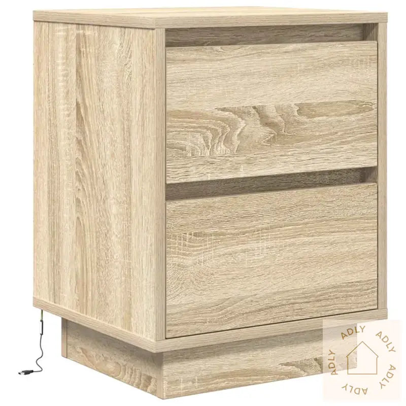 Nattbord Med Led Sonoma Eik 38X34X50 Cm