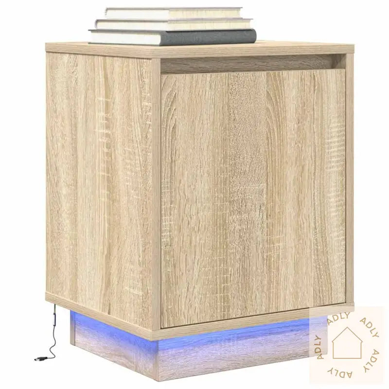 Nattbord Med Led Sonoma Eik 38X34X50 Cm