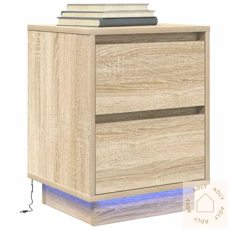 Nattbord Med Led Sonoma Eik 38X34X50 Cm