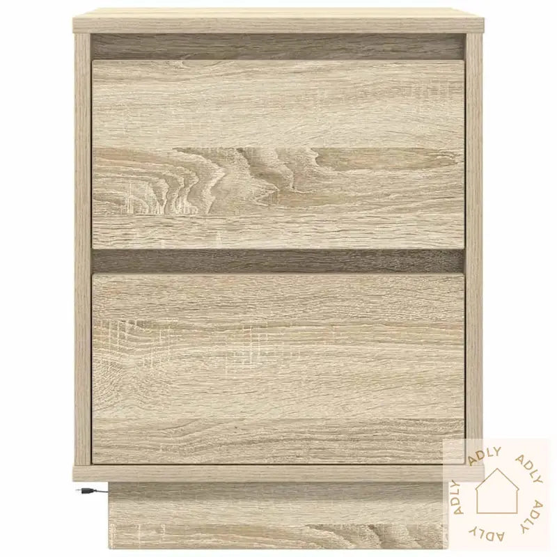 Nattskap Med Led-Lys 2 Stk Sonoma Eik 38X34X50 Cm