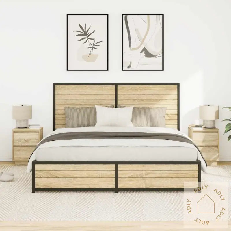 Nattskap Med Led-Lys 2 Stk Sonoma Eik 38X34X50 Cm