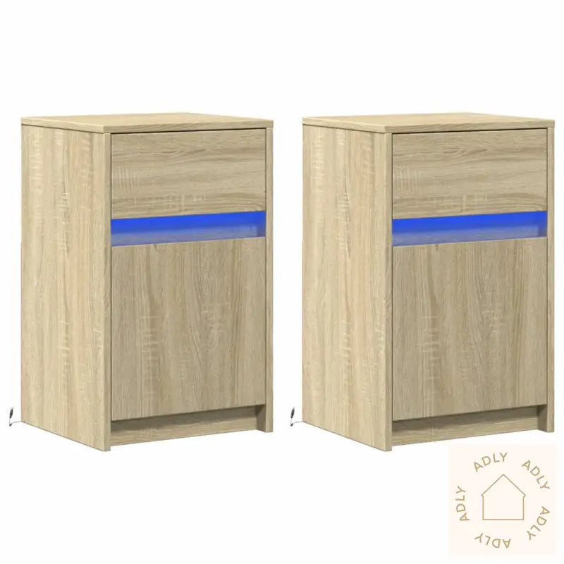 Nattbord Med Led 2 Stk Sonoma Eik Konstruert Tre