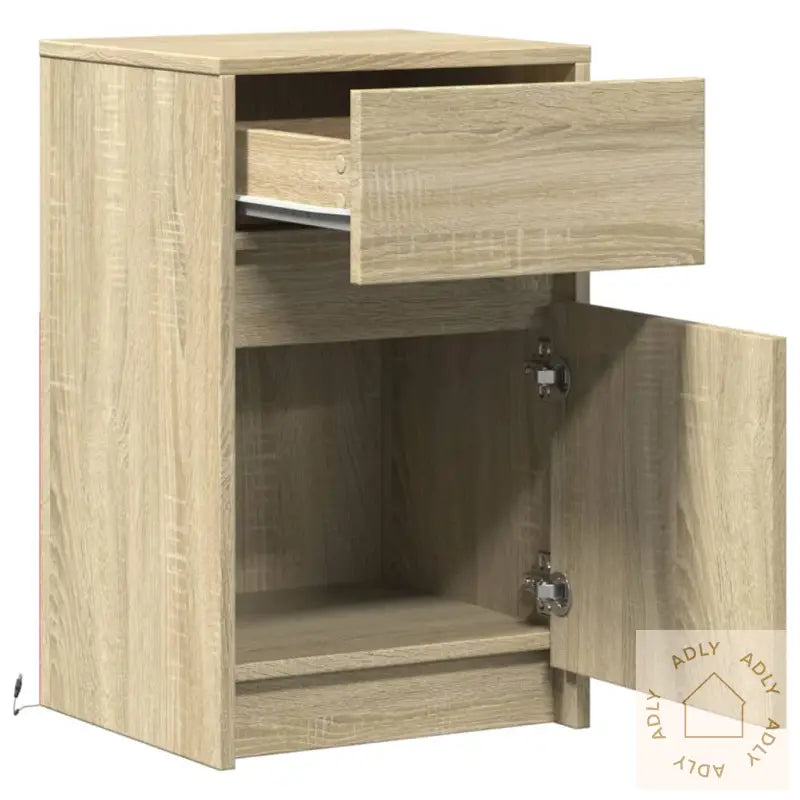 Nattbord Med Led 2 Stk Sonoma Eik Konstruert Tre