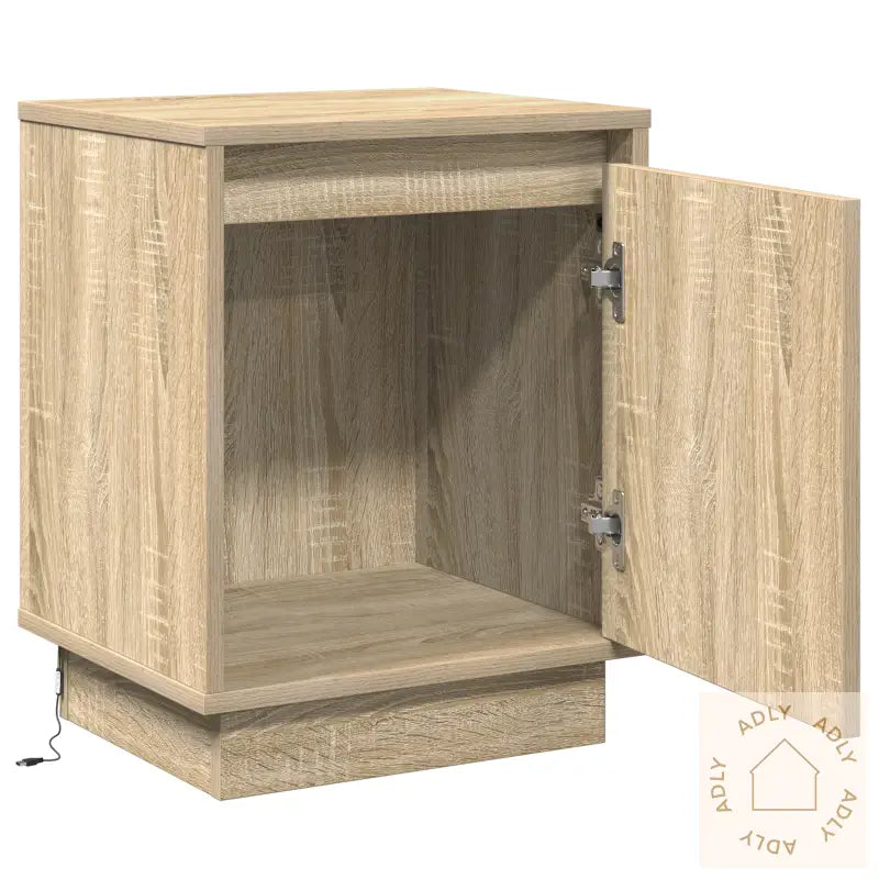 Nattbord Med Led-Lamper Sonoma Eik 39X34,5X50 Cm