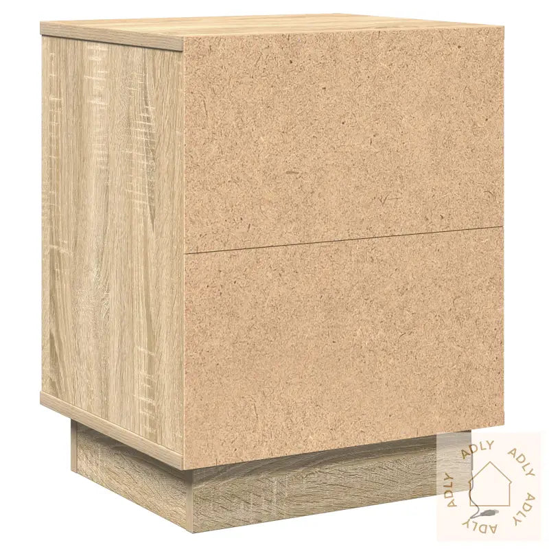 Nattbord Med Led-Lamper Sonoma Eik 39X34,5X50 Cm