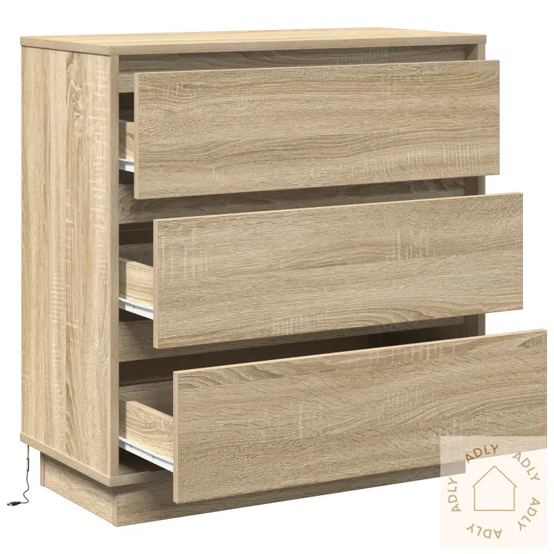 Nattbord Med Led Sonoma Eik 71X34,5X75 Cm Konstruert Tre