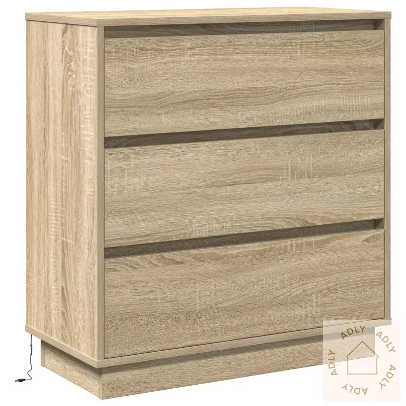 Nattbord Med Led Sonoma Eik 71X34,5X75 Cm Konstruert Tre