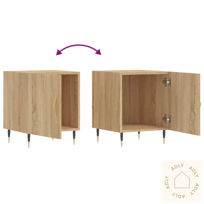 Nattbord 2 Stk Sonoma Eik 40X40X50 Cm Konstruert Tre