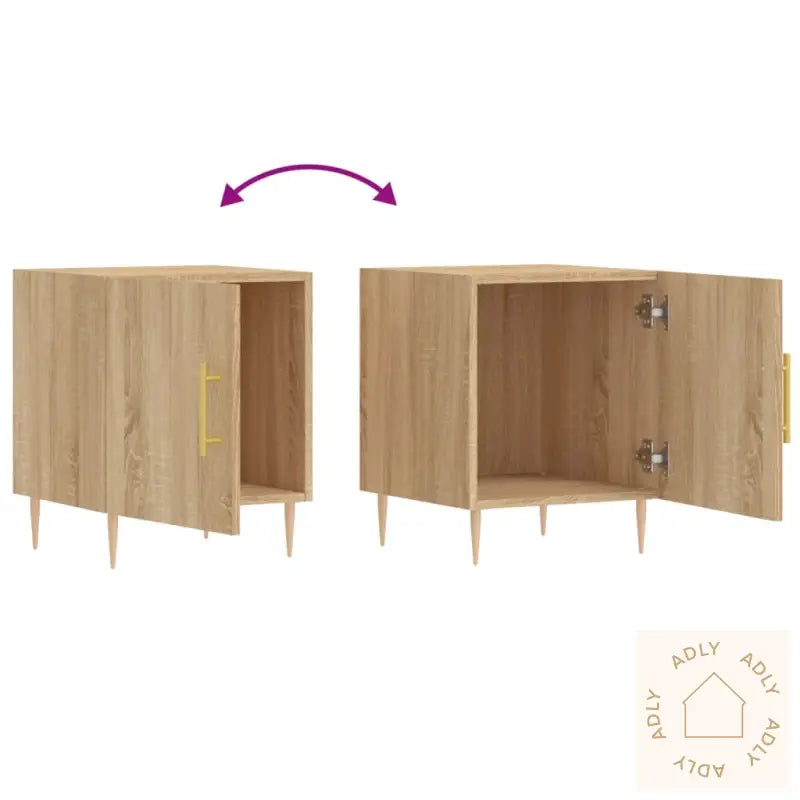 Nattbord 2 Stk Sonoma Eik 40X40X50 Cm Konstruert Tre