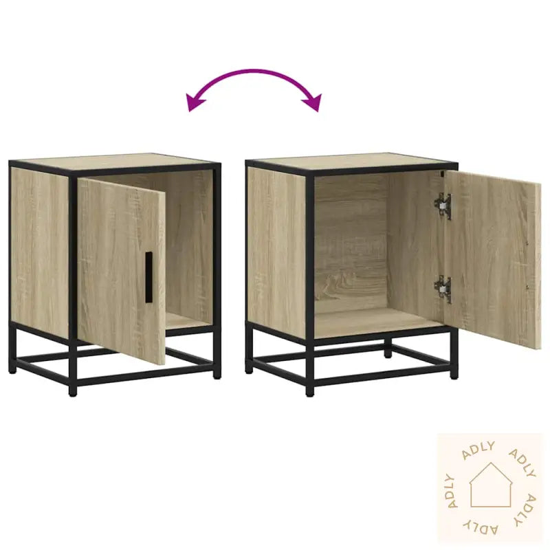 Nattbord 2 Stk Sonoma Eik 40X31X50 Cm Konstruert Tre Og Metall