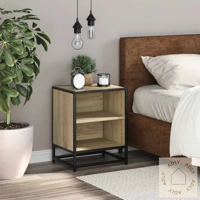 Nattbord Sonoma Eik 40X31X50 Cm Konstruert Tre Og Metall